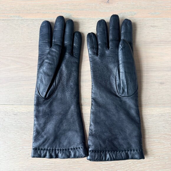 COACH Black 100% Leather Gloves Cashmere Lined Size 7 Gorgeous Vintage - Picture 3 of 11